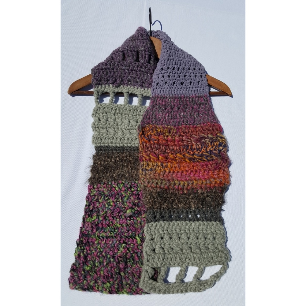 Handmade Scarf Multiple Yarns 60" x 7-8"